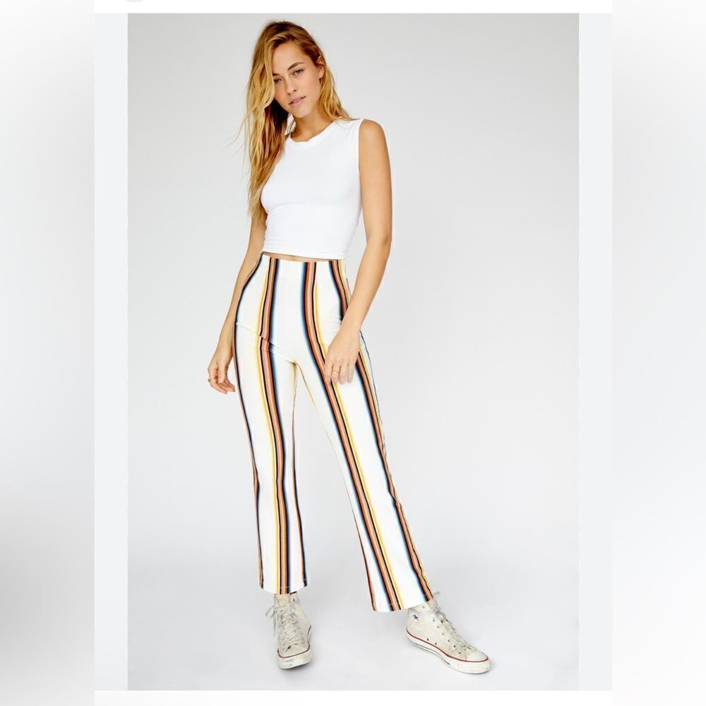 Free People Striped Crop Flare Pants
